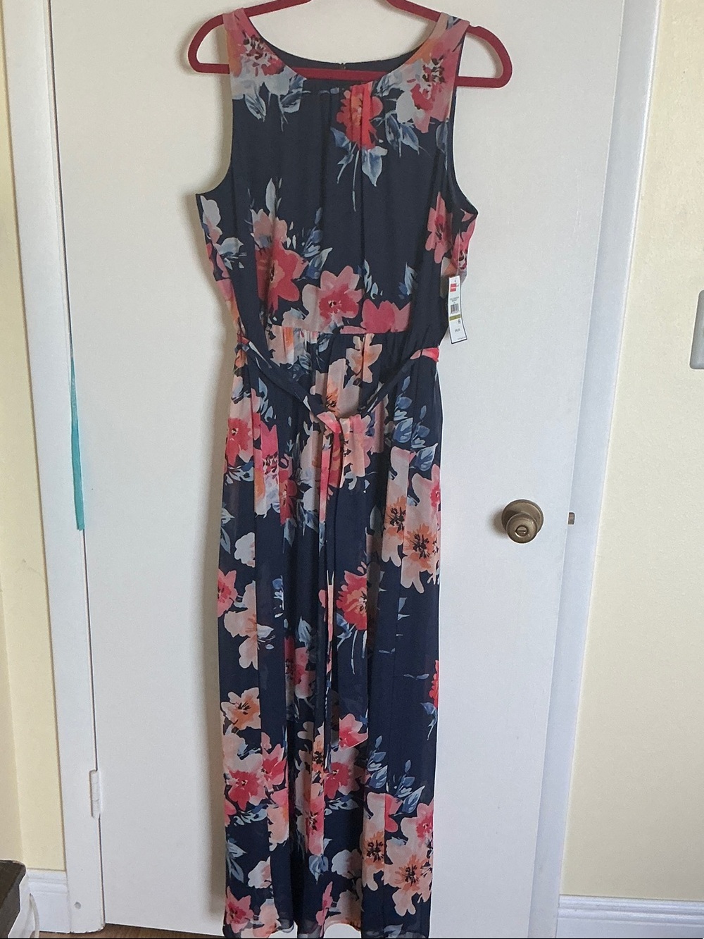 Jessica Howard Navy Maxi Dress with Orange Floral Print